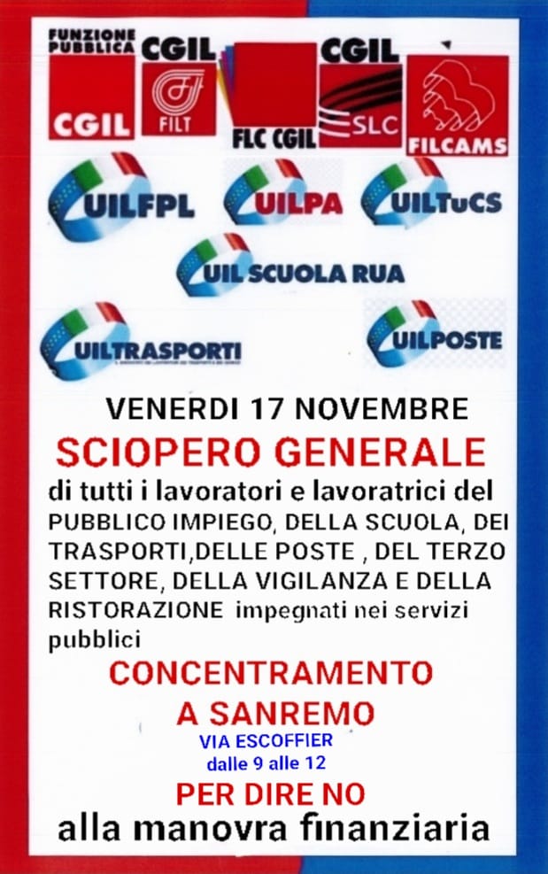Venerdì 17 novembre Sciopero generale