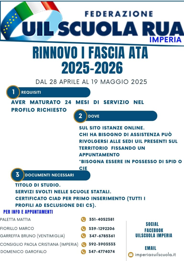 RINNOVO-CIAD ATA Prima e Terza Fascia 2025-2026: